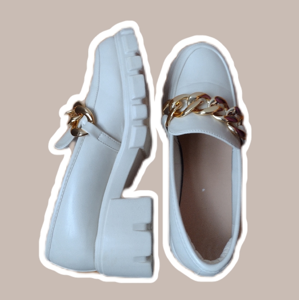 Chunky White Lug Sole Loafers
